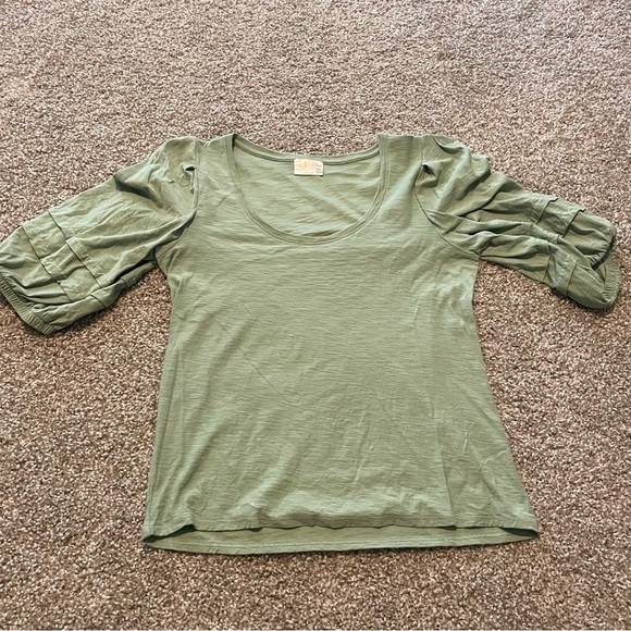 Nation LTD Nigella balloon puff sleeve blouse top green - Picture 2 of 6